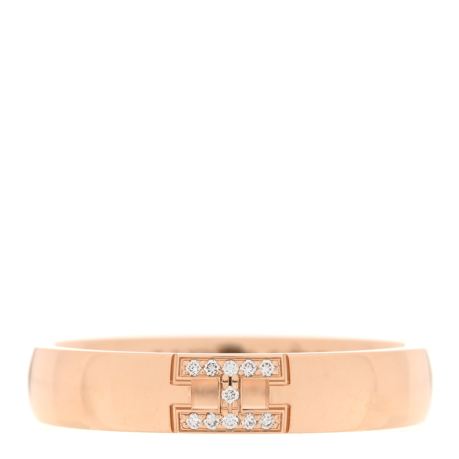 Hermes 18K Rose Gold Diamond Ever Herakles Wedding Band Ring 52 6 1 of 5