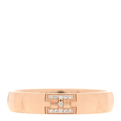 Hermes 18K Rose Gold Diamond Ever Herakles Wedding Band Ring 52 6 1 of 5