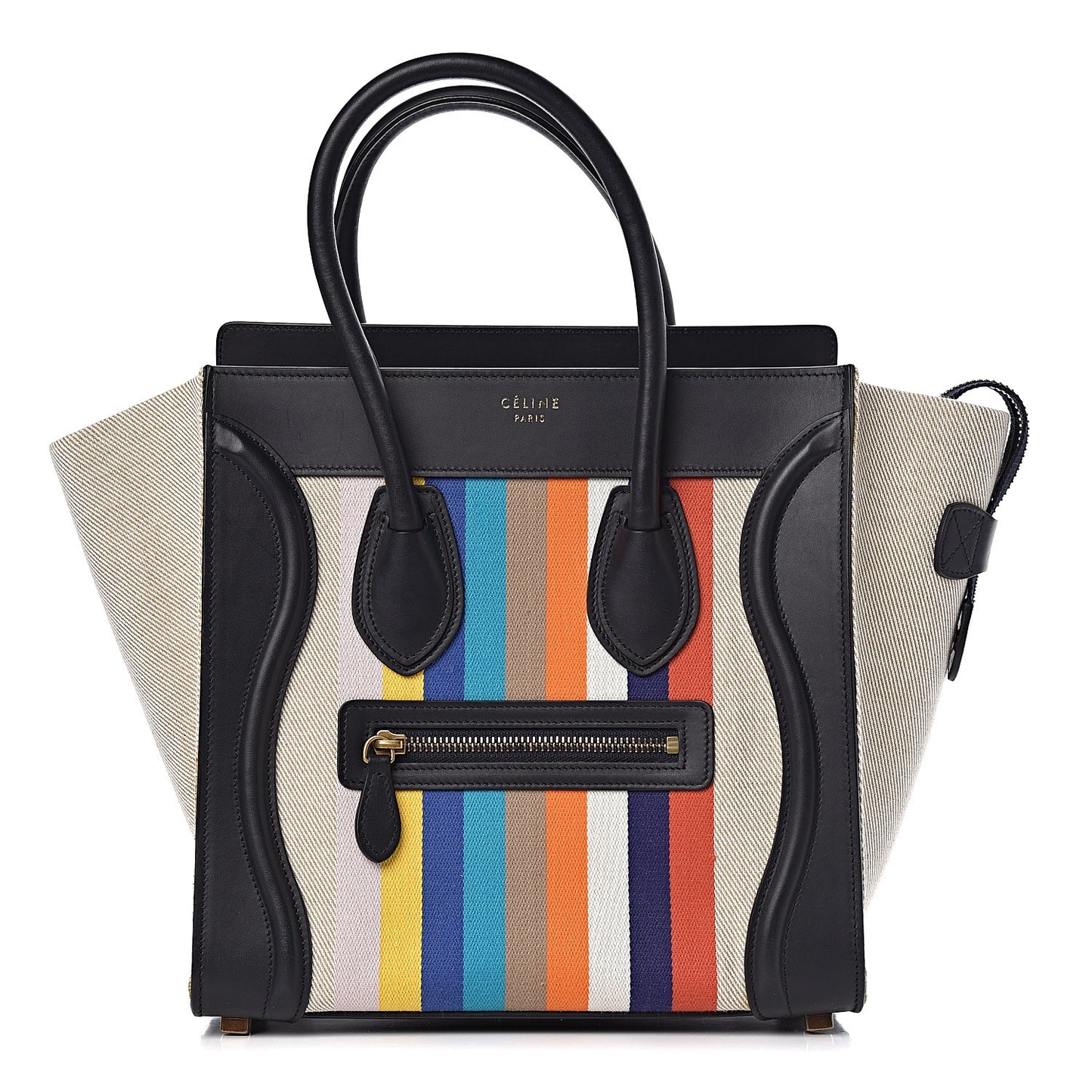 Smooth Calfskin Striped Canvas Micro Luggage Multicolor