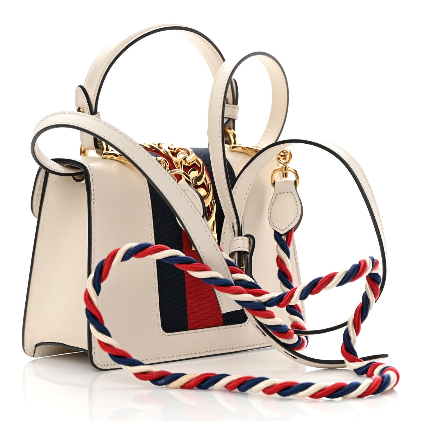 Calfskin Mini Sylvie Top Handle Bag White