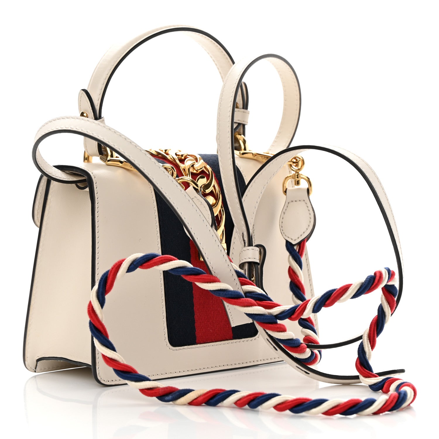 Gucci Calfskin Mini Sylvie Top Handle Bag White 3 of 15