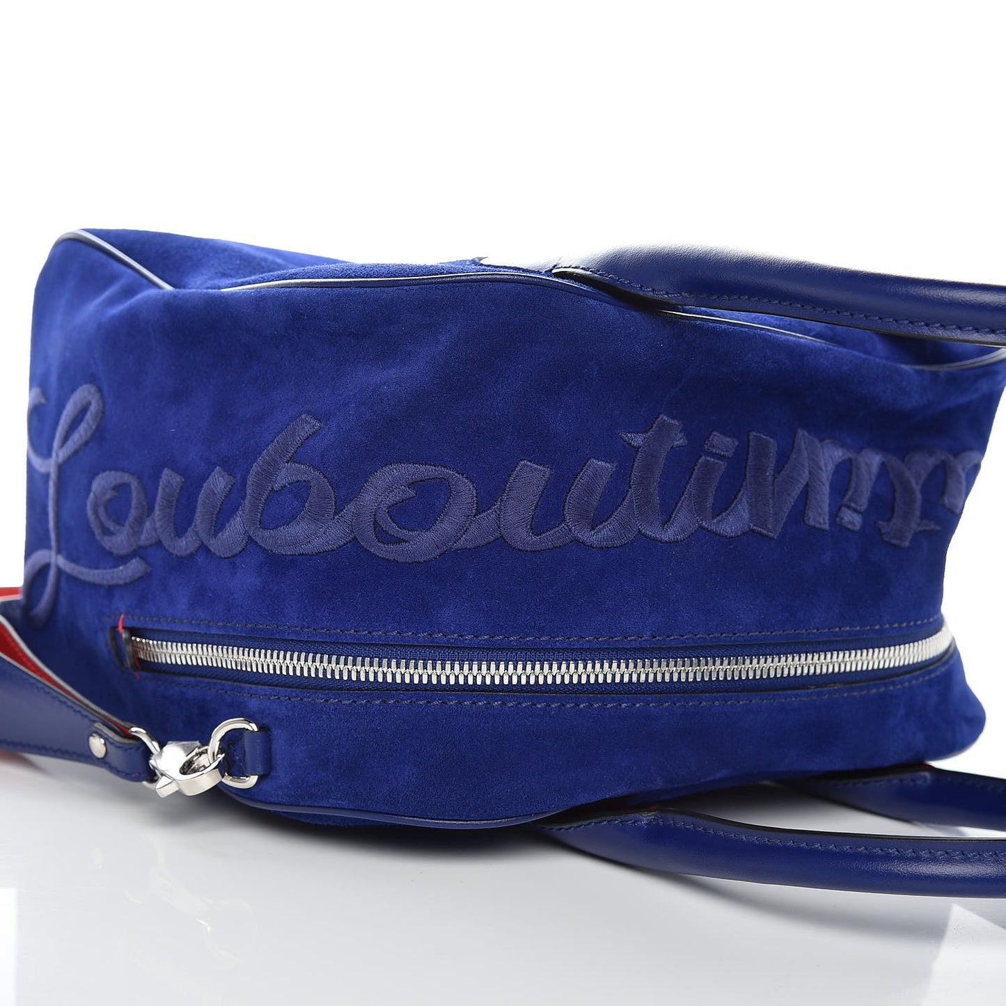 Suede Calfskin Small Marie Jane Top Handle Nomade Blue