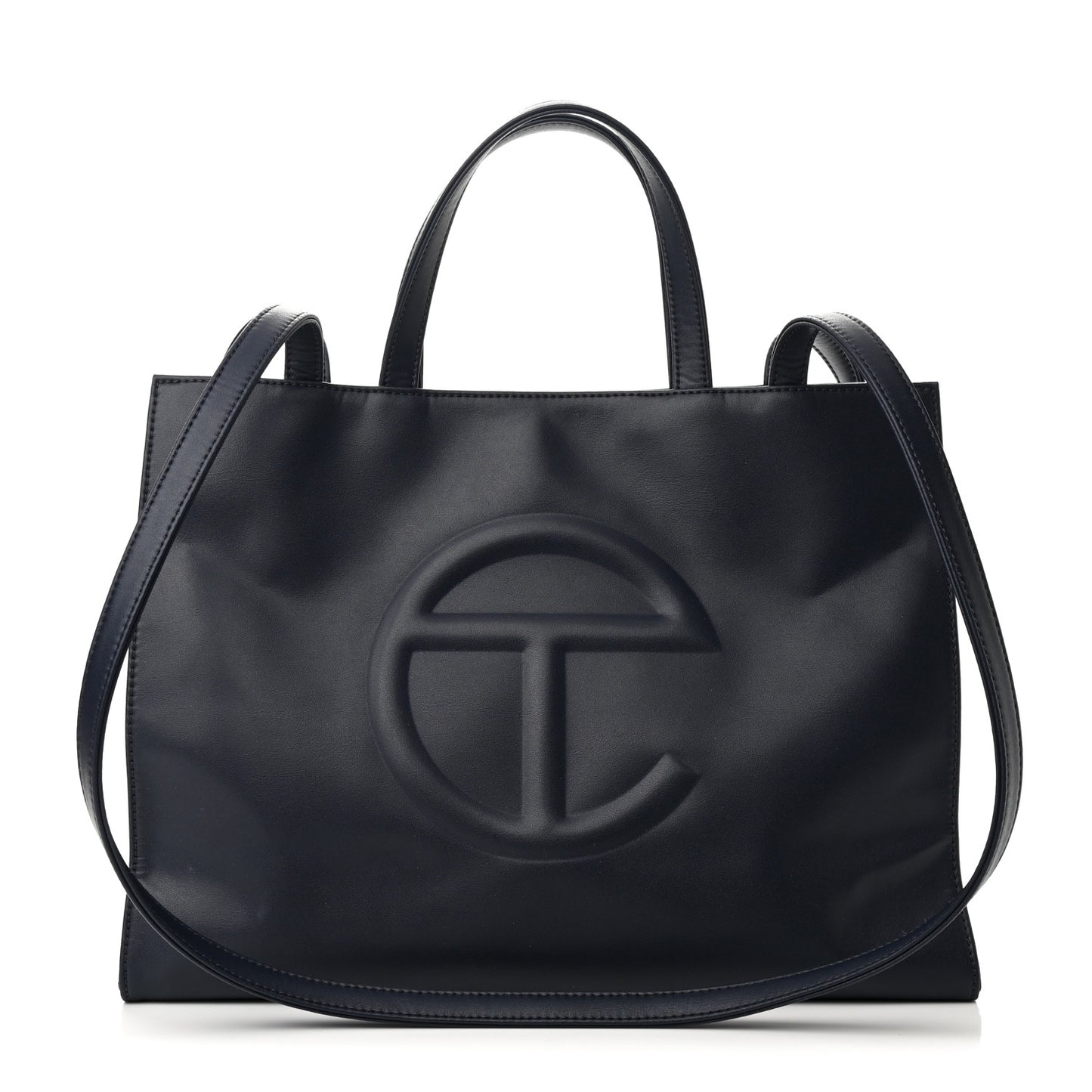 Vegan Leather Medium Shopping Bag Navy