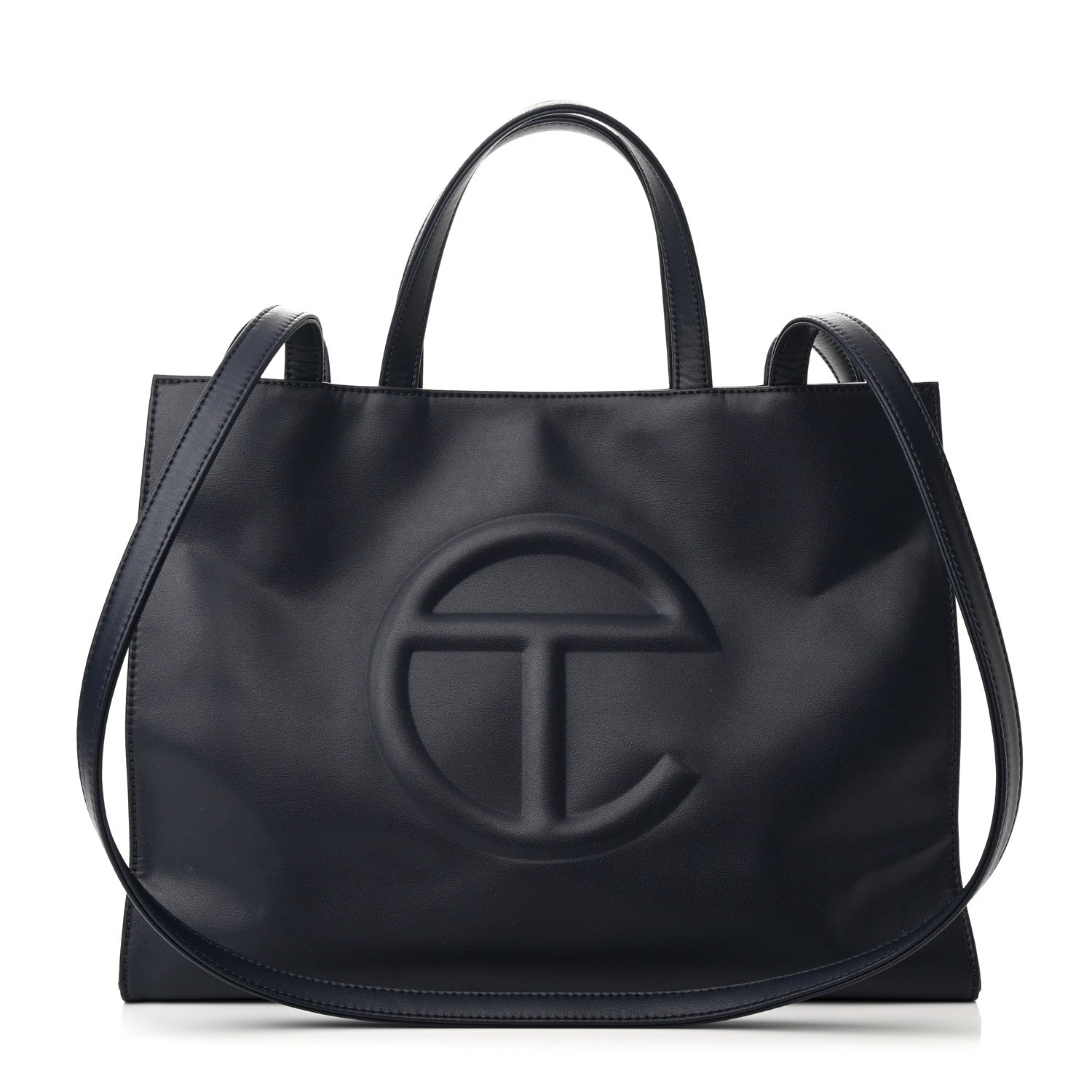 Telfar Vegan Leather Medium Shopping Bag Navy 1 of 9
