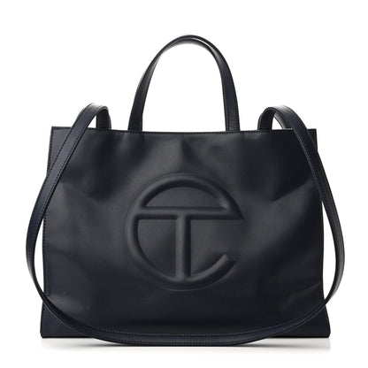 Telfar Vegan Leather Medium Shopping Bag Navy 1 of 9