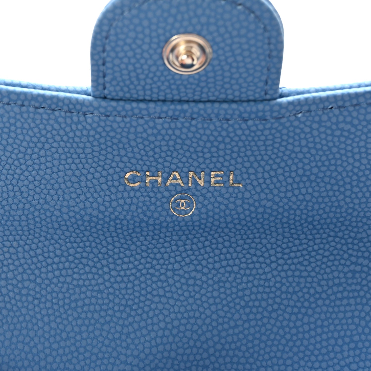Chanel Caviar Flat Chevron Quilted Flap Card Holder Wallet Blue 6 of 9