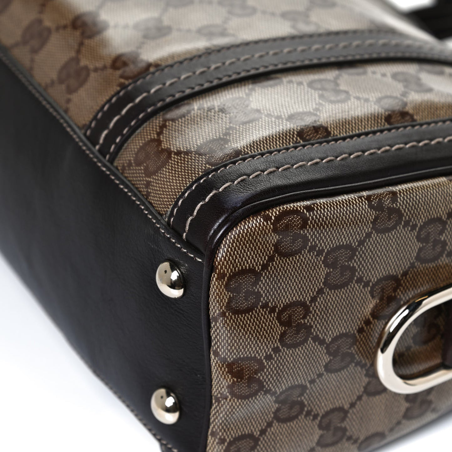 Crystal Monogram Duchessa Boston Bag Brown