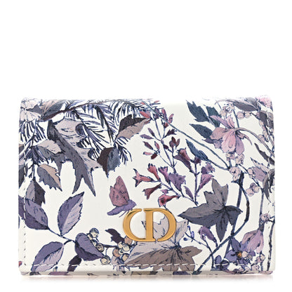 Christian Dior Calfskin Butterfly Printed Caro XS Wallet White Multicolor 1 of 10