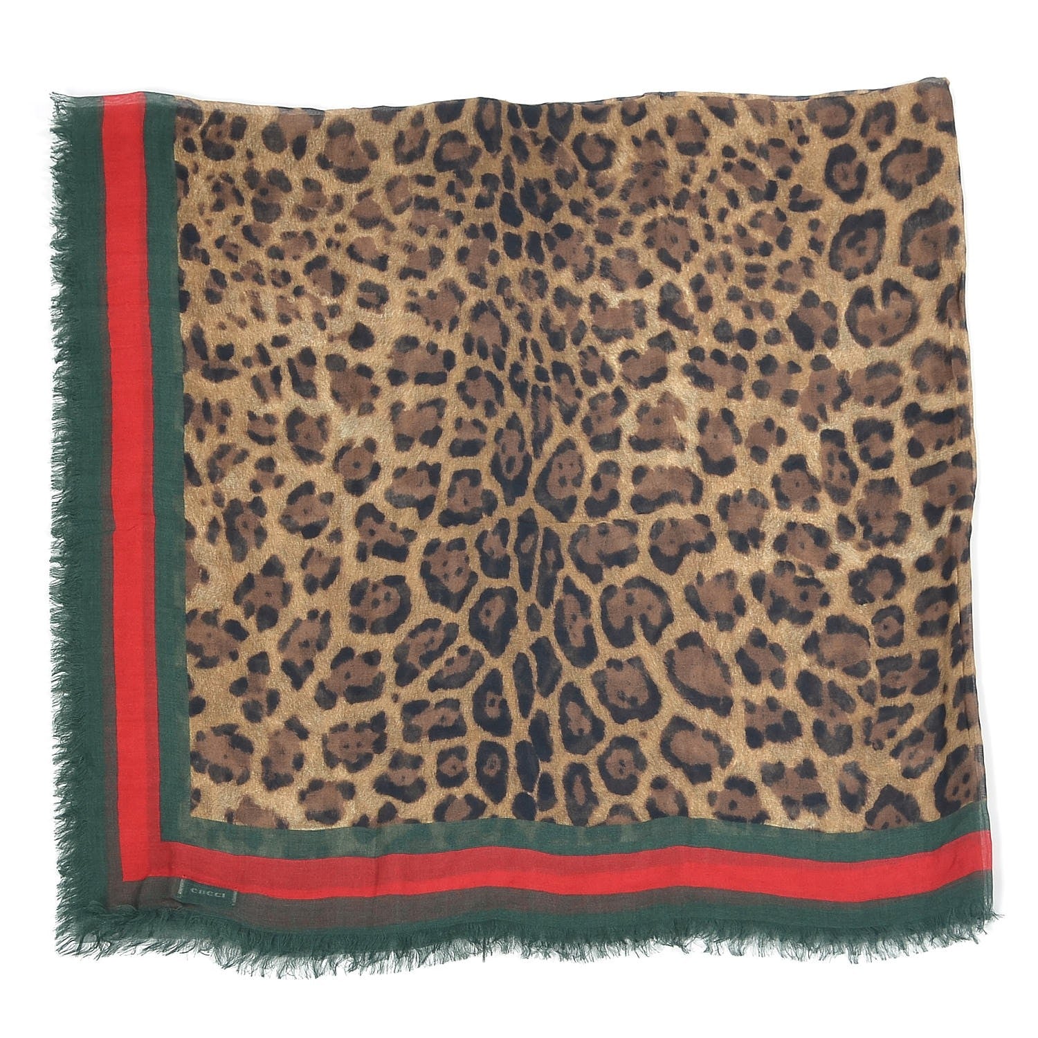 Gucci Modal Silk Leopard Web Print Square Scarf 1 of 3
