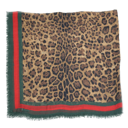 Gucci Modal Silk Leopard Web Print Square Scarf 1 of 3