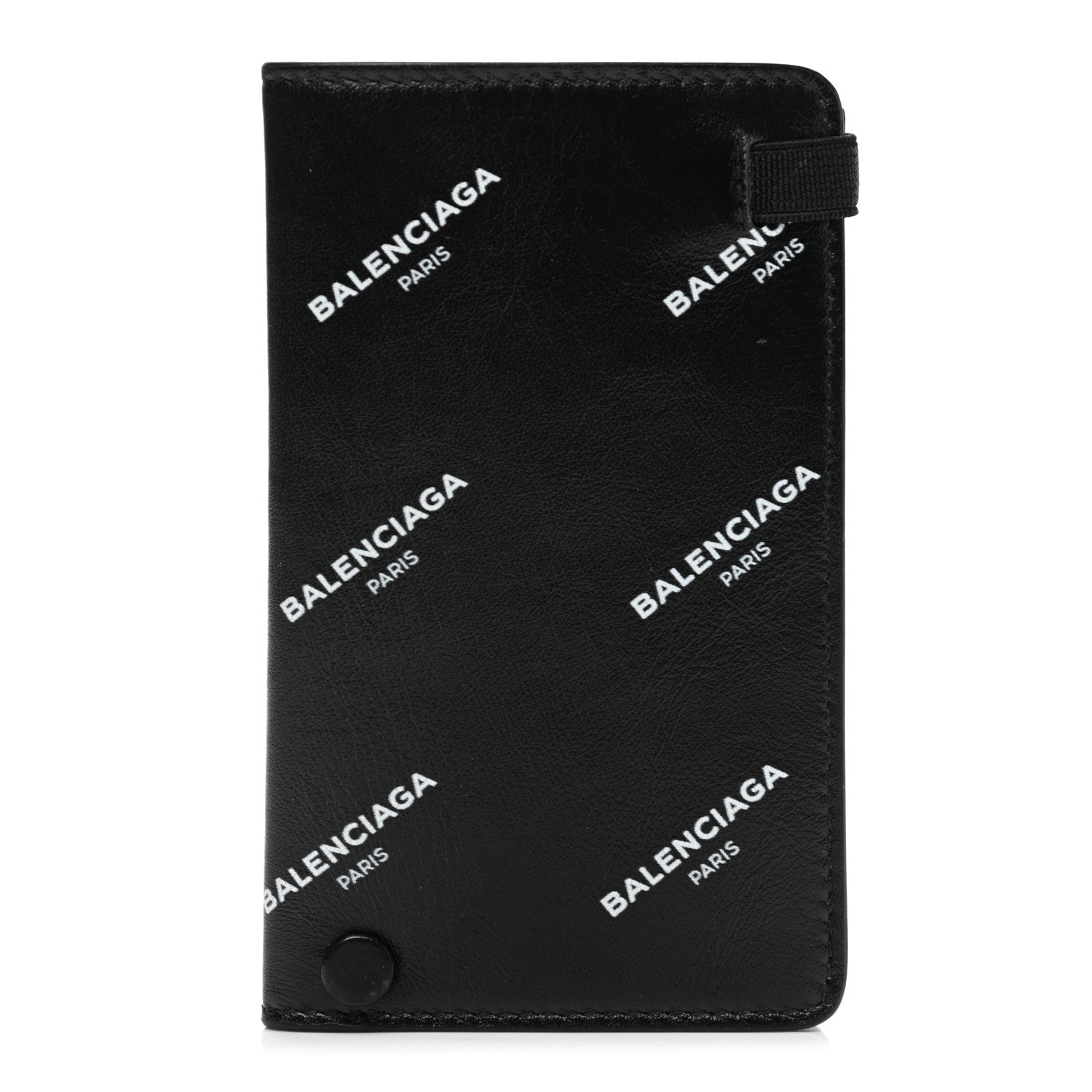 Balenciaga Lambskin Allover Logo Vertical Card Case Black 1 of 10