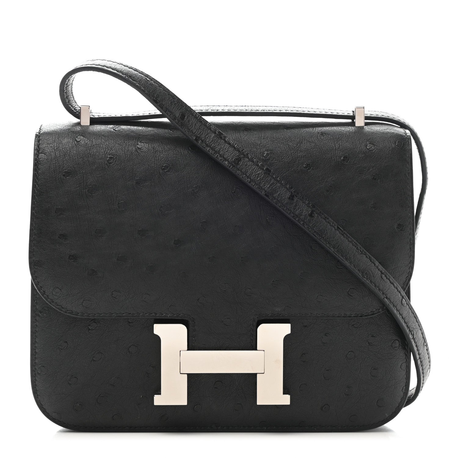 Hermes Ostrich Constance 18 Black 1 of 12