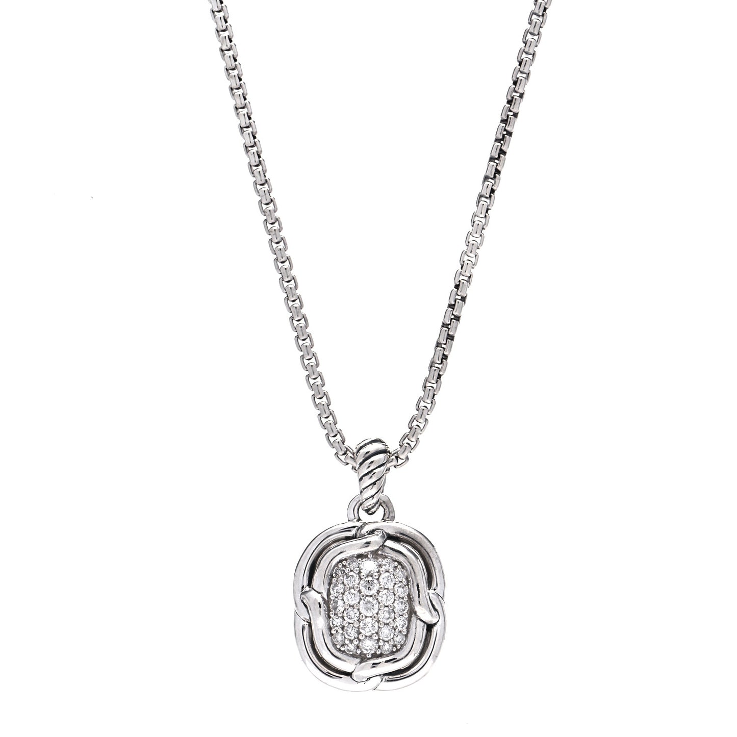 Sterling Silver Diamond 10mm Labyrinth Pendant Necklace