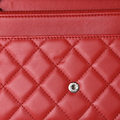 Chanel Lambskin Quilted Boy Wallet On Chain WOC Red 11 of 14