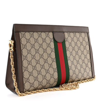 Gucci GG Supreme Monogram Web Medium Ophidia Chain Shoulder Bag Brown 3 of 12