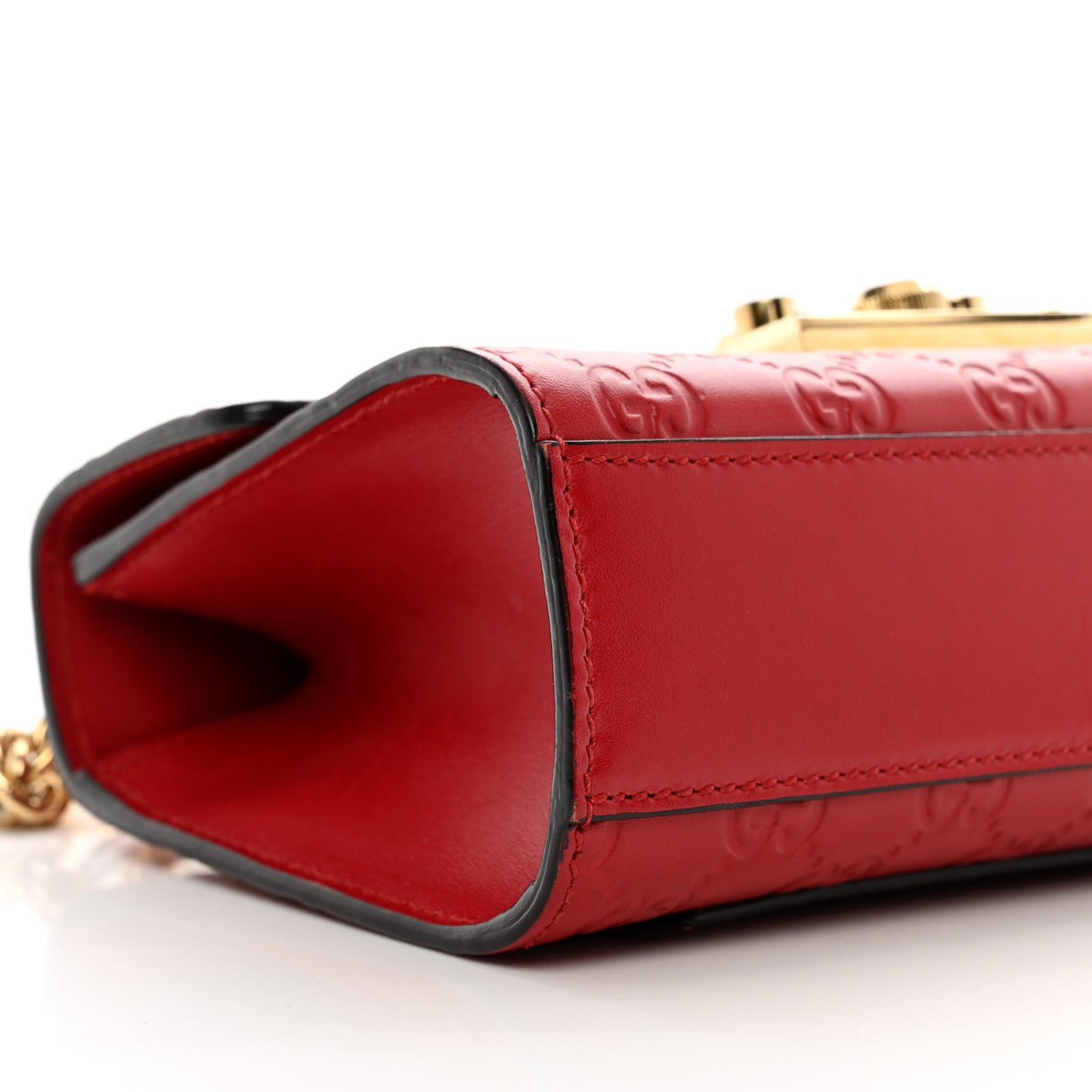 Guccissima Small Padlock Shoulder Bag Hibiscus Red