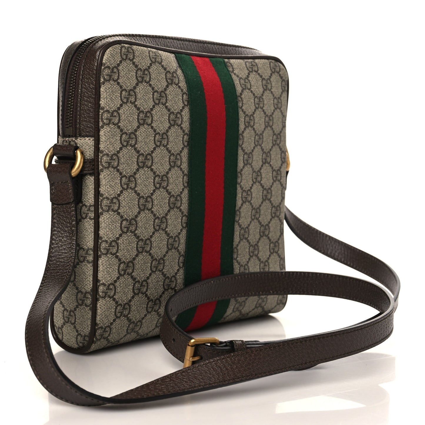 GG Supreme Monogram Web Small Ophidia Messenger Bag Brown