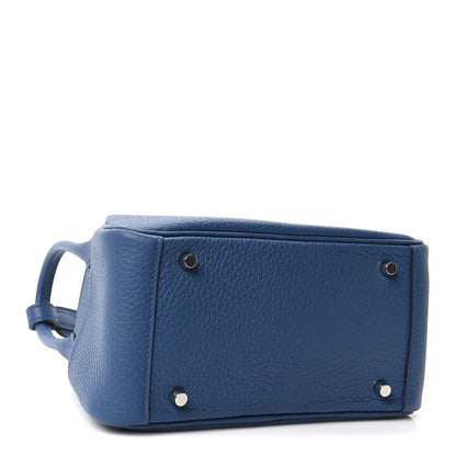 Hermes Taurillon Clemence Mini Lindy 20 Bleu Tie 4 of 11