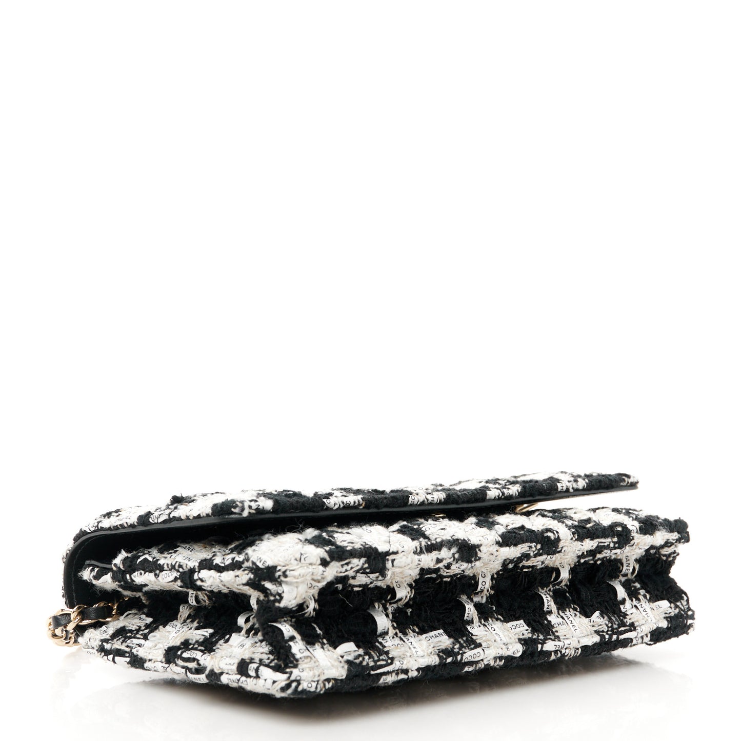Tweed Quilted Wallet On Chain WOC Black Ecru White