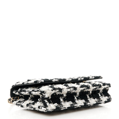 Chanel Tweed Quilted Wallet On Chain WOC Black Ecru White 4 of 12