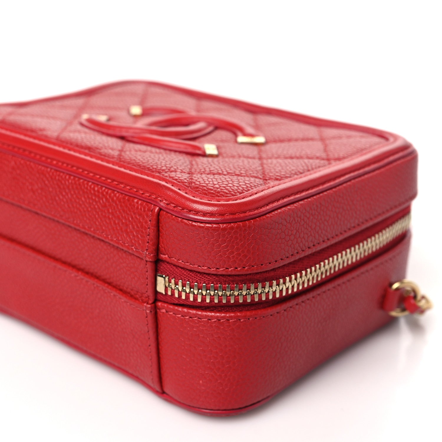 Chanel Caviar Quilted Small CC Filigree Vanity Case Red 10 of 10