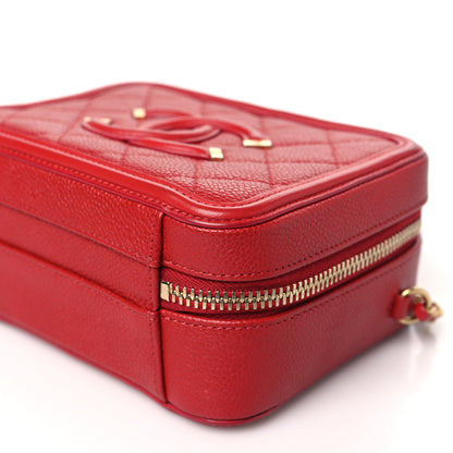 Chanel Caviar Quilted Small CC Filigree Vanity Case Red 10 of 10