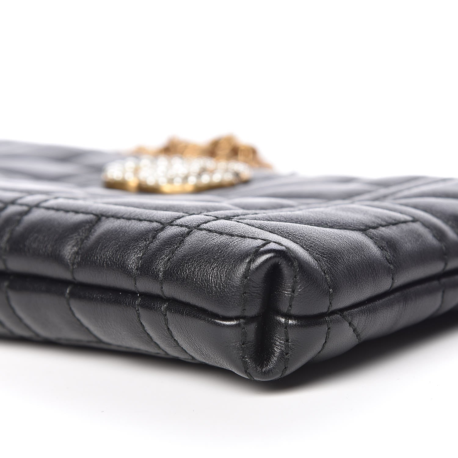 Gucci Calfskin Matelasse Mini Pearly GG Marmont Chain Bag Black 9 of 9