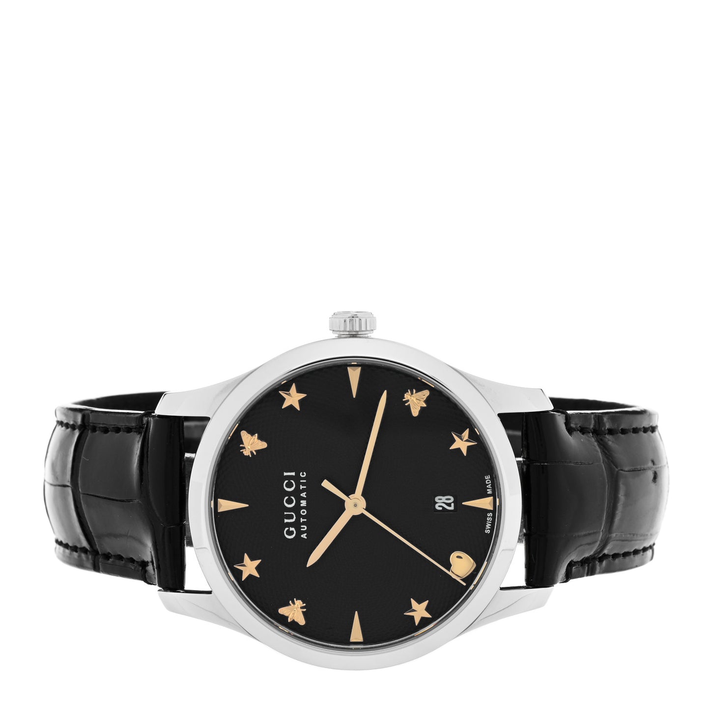 Stainless Steel Alligator 38mm G-Timeless Charm Automatic Watch Black