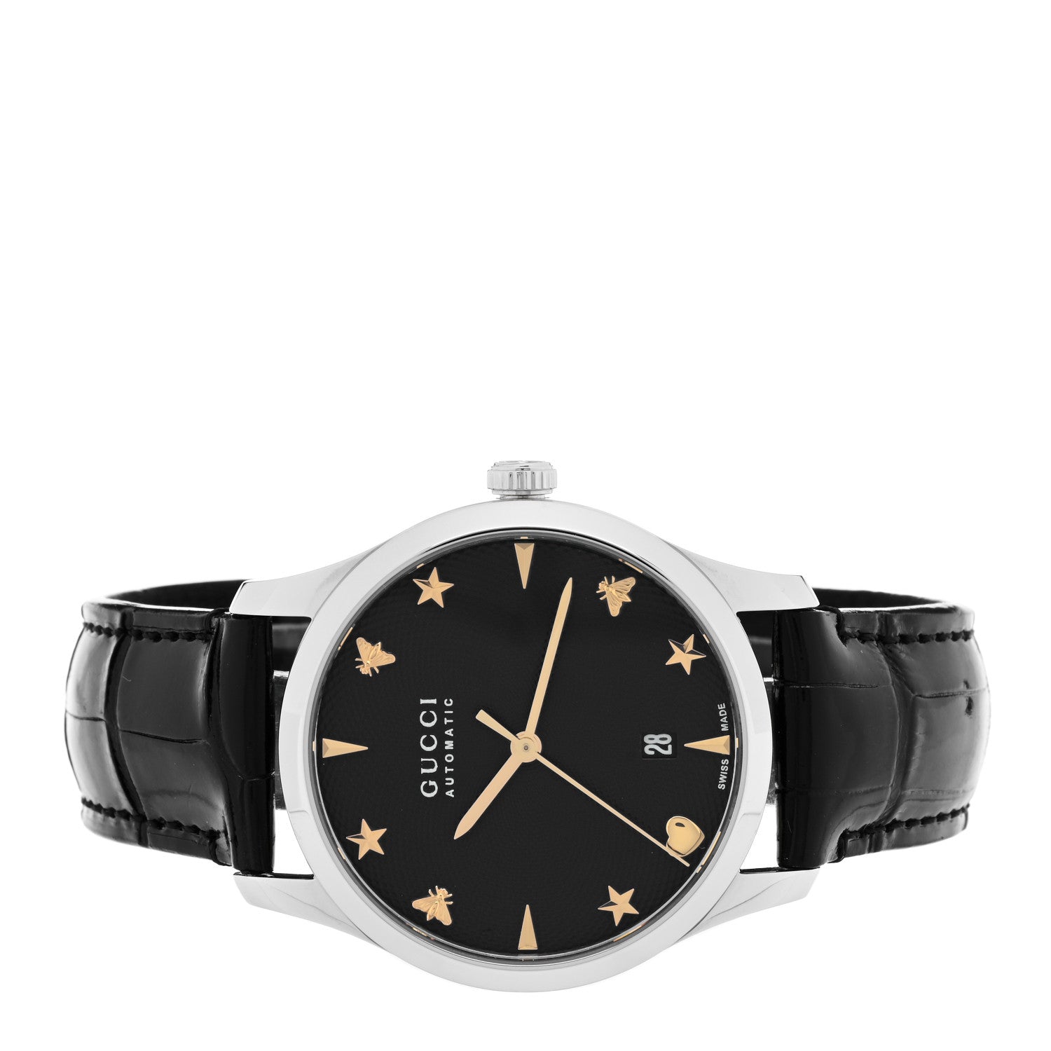 Gucci Stainless Steel Alligator 38mm G-Timeless Charm Automatic Watch Black 2 of 4