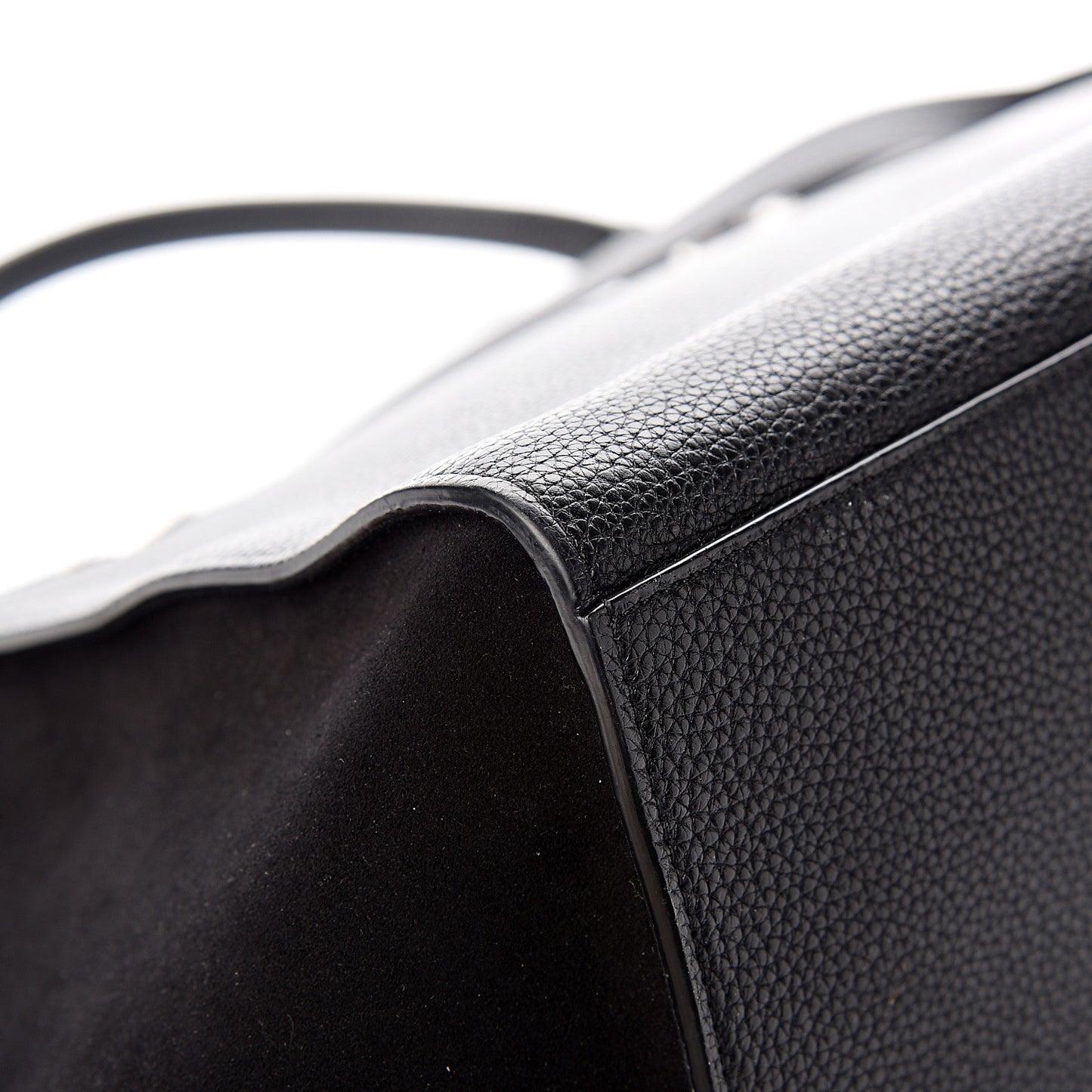 Drummed Calfskin Suede Medium Trapeze Black