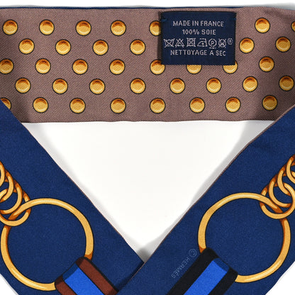 Hermes Silk Grand Tralala Twilly Marron Glacé Marine Gold 3 of 3