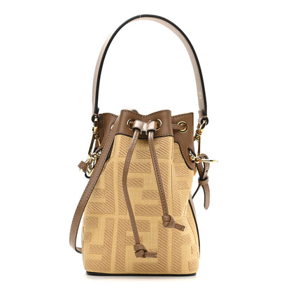Fendi Raffia Vitello King Lucido F is Fendi FF Embroidered Mini Mon Tresor Bucket Bag Grano Sand 1 of 13