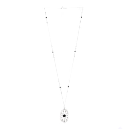 Tiffany Sterling Silver Black Onyx Pearl Ziegfeld Daisy Pendant Necklace 3 of 6