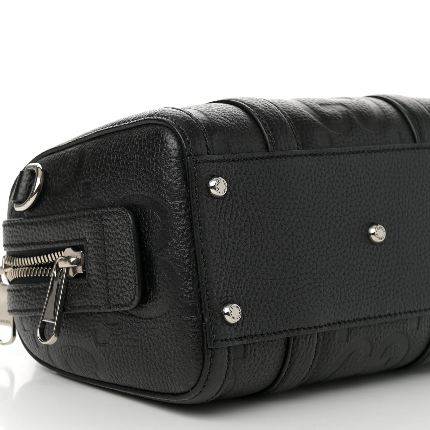 Gucci Piuma Calfskin Jumbo GG Embossed Mini Duffle Bag Black 10 of 11