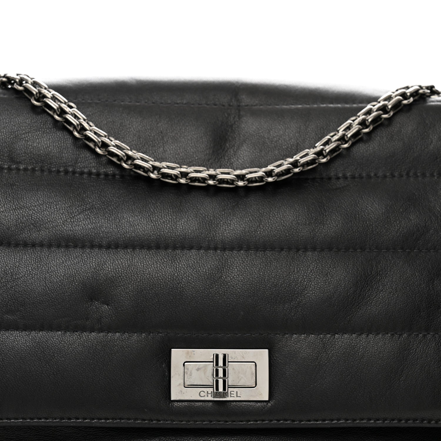 Chanel Lambskin Horizontal Quilt Jumbo Mademoiselle Flap Black 5 of 10