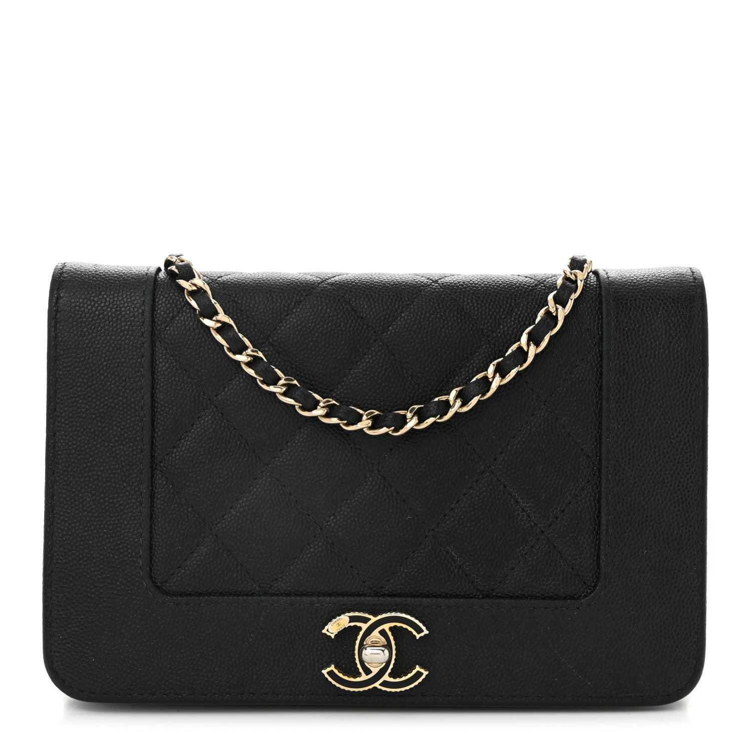 Chanel Caviar Quilted Vintage Mademoiselle Wallet On Chain WOC Black 1 of 15