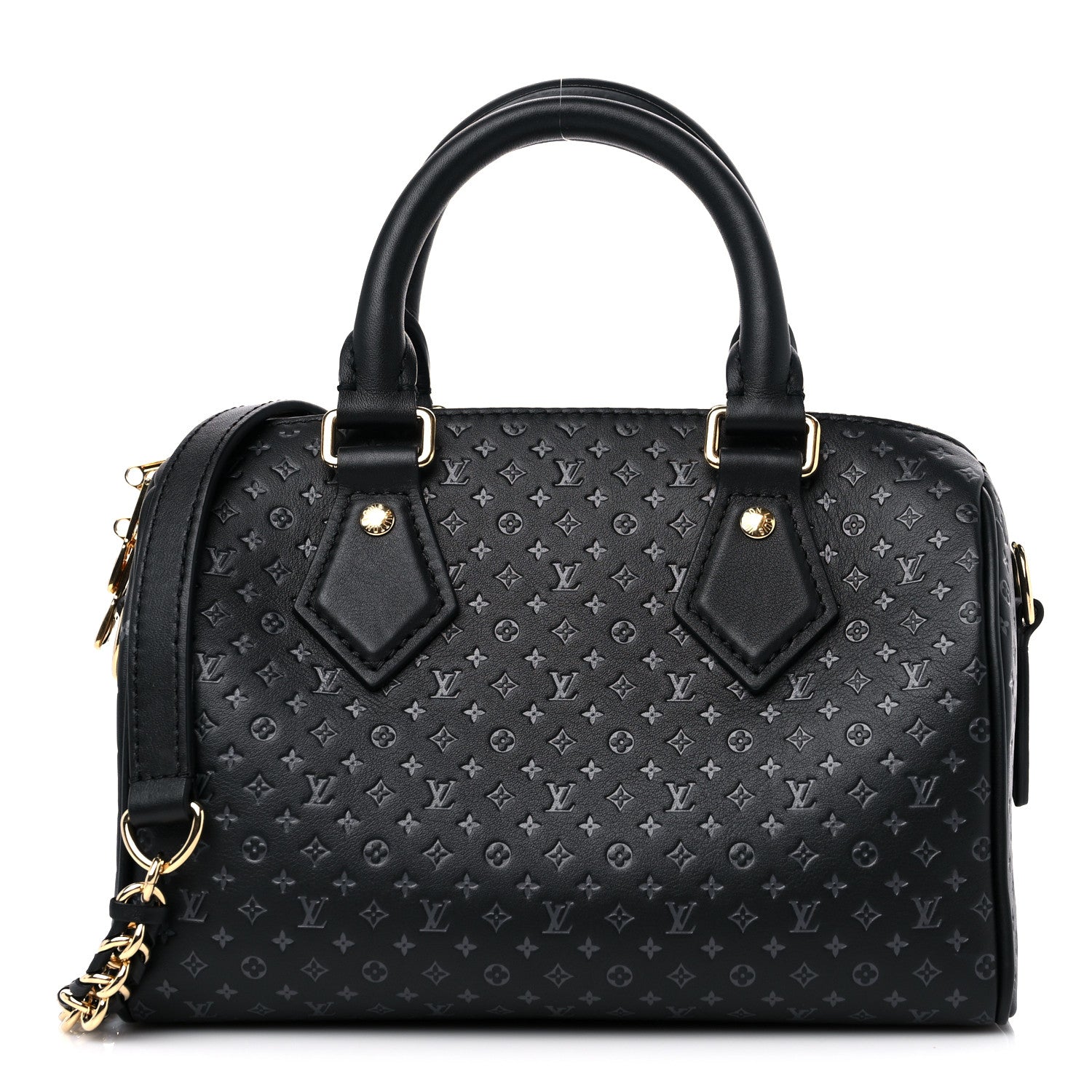 Louis Vuitton Calfskin Nanogram Embossed Speedy 20 Black 1 of 9