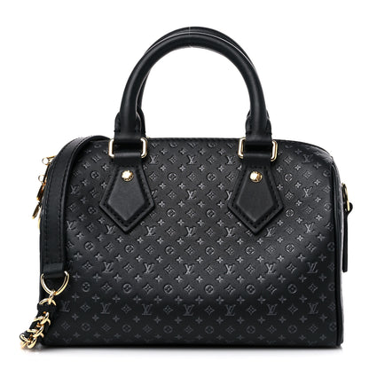 Louis Vuitton Calfskin Nanogram Embossed Speedy 20 Black 1 of 9