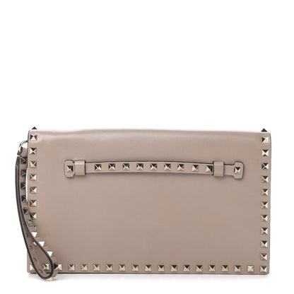 Valentino Garavani Nappa Rockstud Wristlet Clutch Poudre 1 of 9