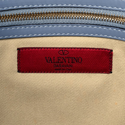 Valentino Garavani Vitello Rockstud Double Handle Satchel Grey Blue 8 of 9