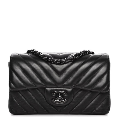 Chanel Lambskin Chevron Quilted Mini Rectangular Flap So Black 1 of 7