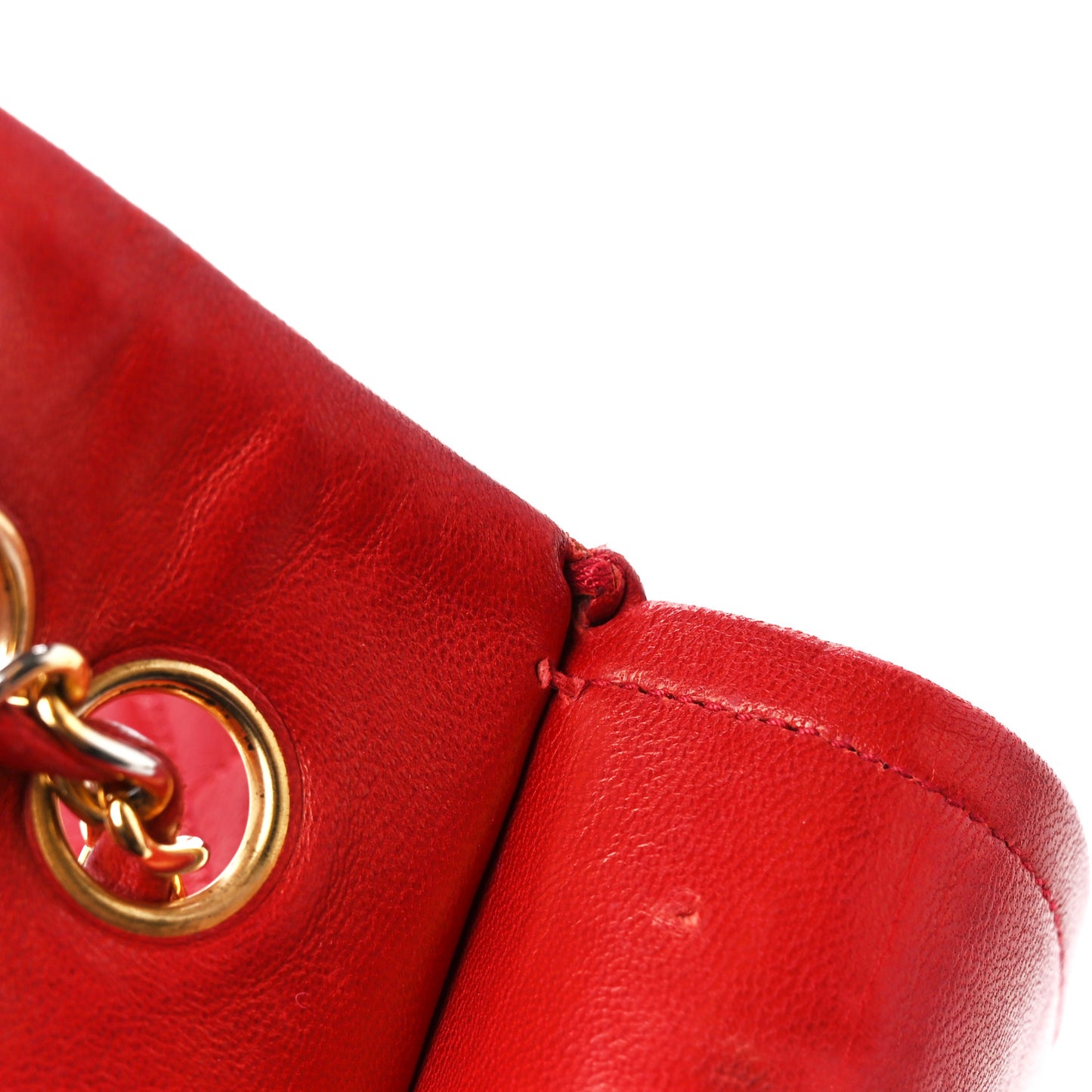 Lambskin Quilted Small Double Flap Red
