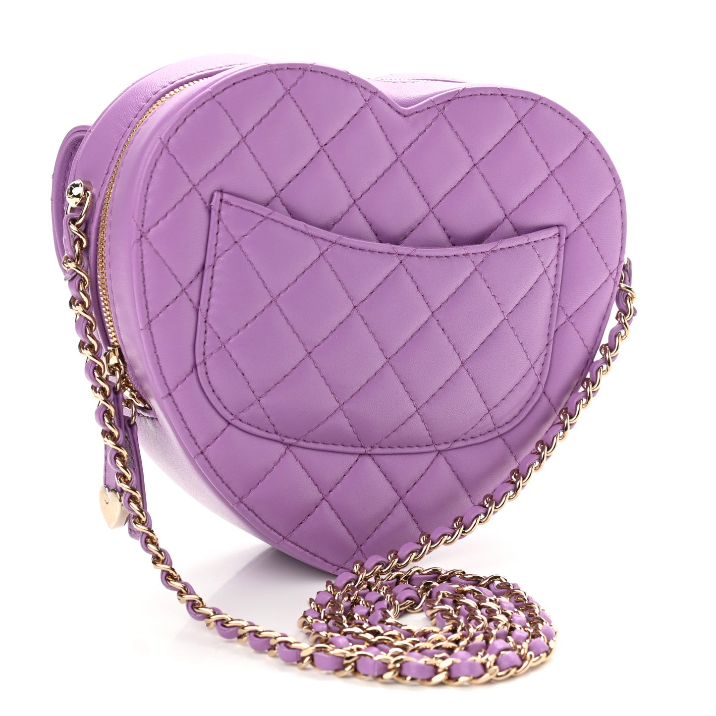 Lambskin Quilted CC In Love Heart Bag Purple