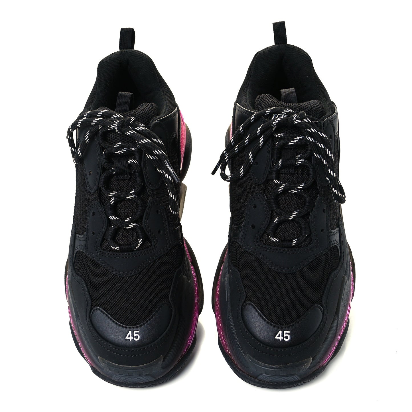 Fabric Mesh Clear Sole Mens Triple S Sneakers 45 Black Pink Neon