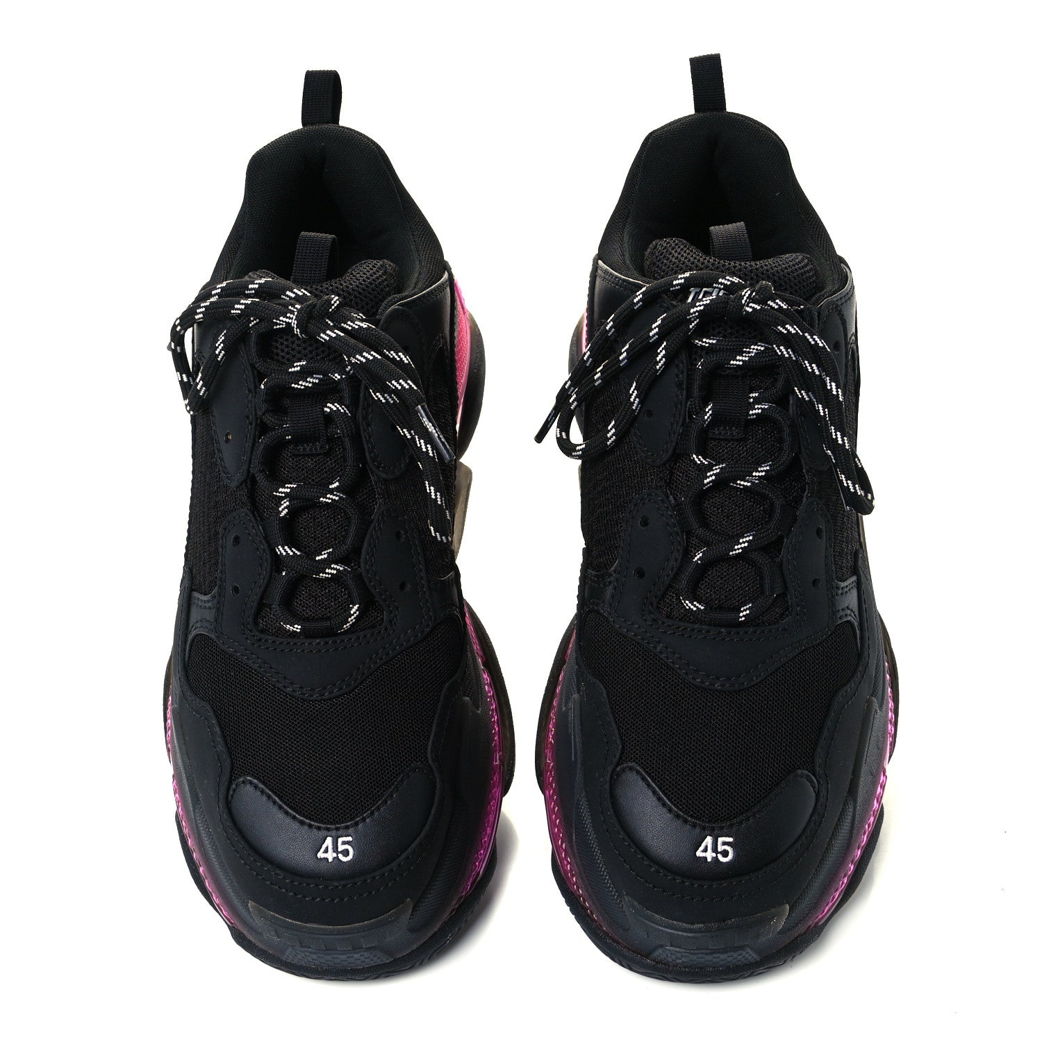 Balenciaga Fabric Mesh Clear Sole Mens Triple S Sneakers 45 Black Pink Neon 5 of 11