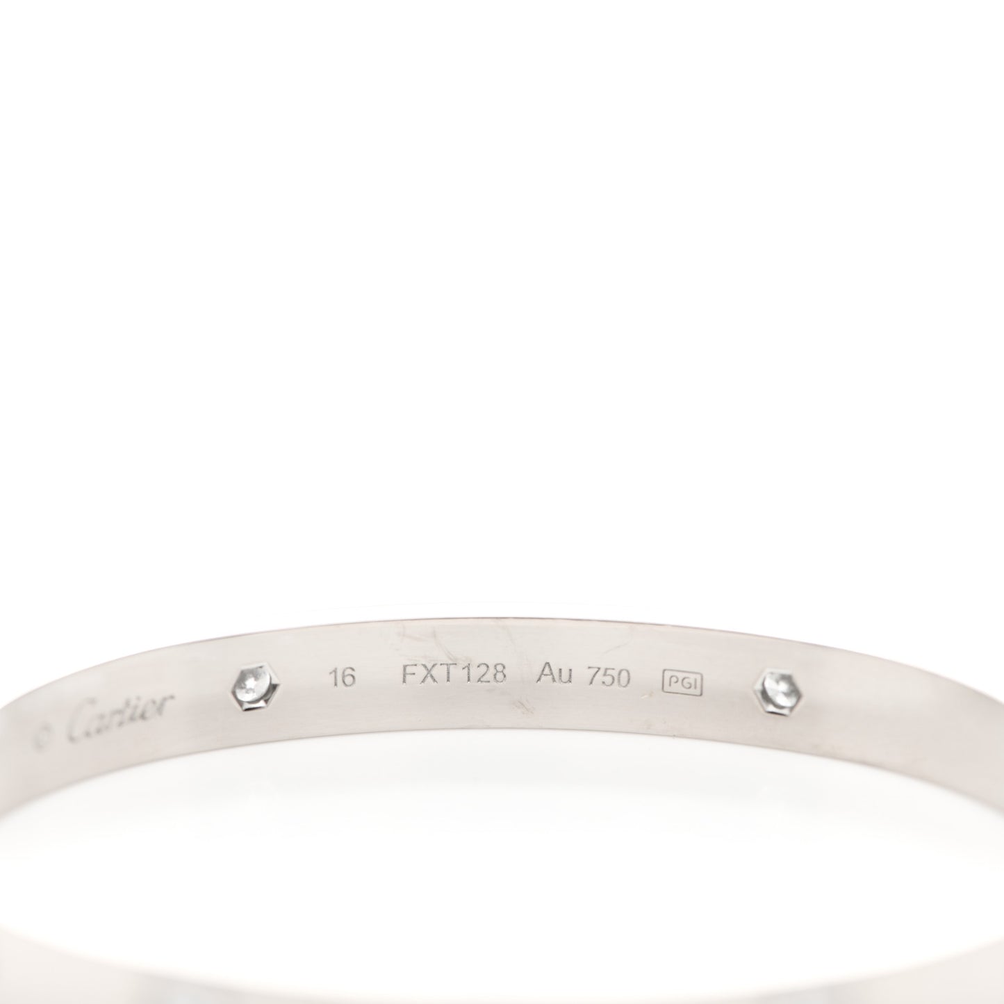 18K White Gold 4 Diamond LOVE Bracelet 16