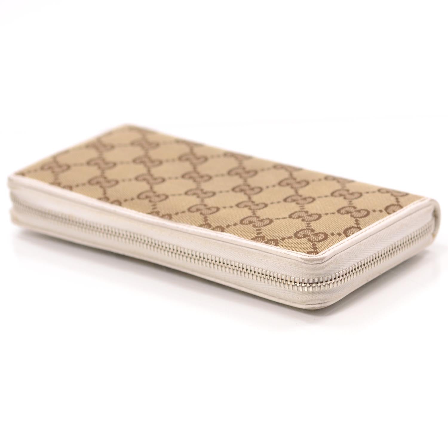 Gucci Monogram Horsebit Zip Around Wallet Beige Ebony White 4 of 8