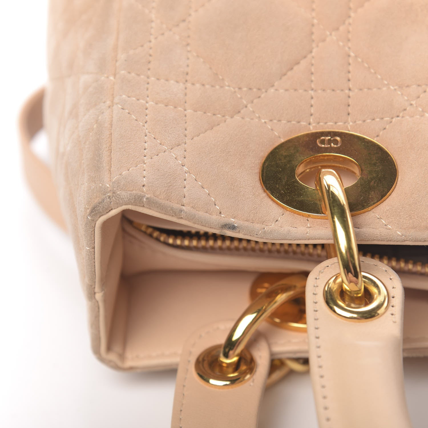 Christian Dior Suede Cannage Medium Lady Dior Beige 14 of 19