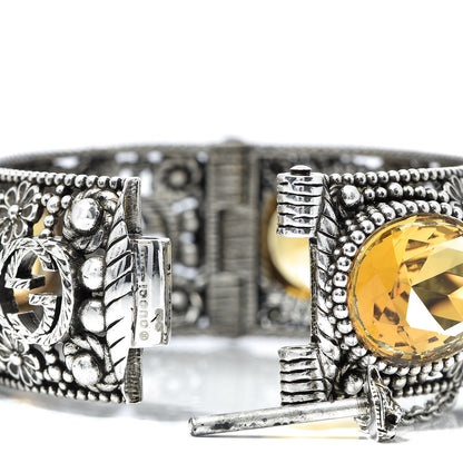 Gucci Sterling Silver Crystal Interlocking G Bangle Bracelet Yellow 4 of 4