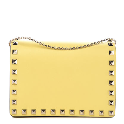 Valentino Garavani Calfskin Rockstud Wallet on Chain Light Yellow 1 of 10